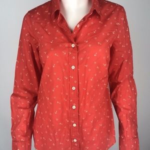 J.Crew Classic Button Front Printed Perfect Shirt